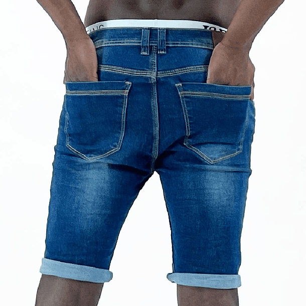 Jeans Bermuda Confort Verdoso Rota Para Hombre 4