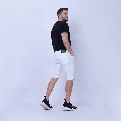Jeans Bermuda Confort  Para Hombre Blanca