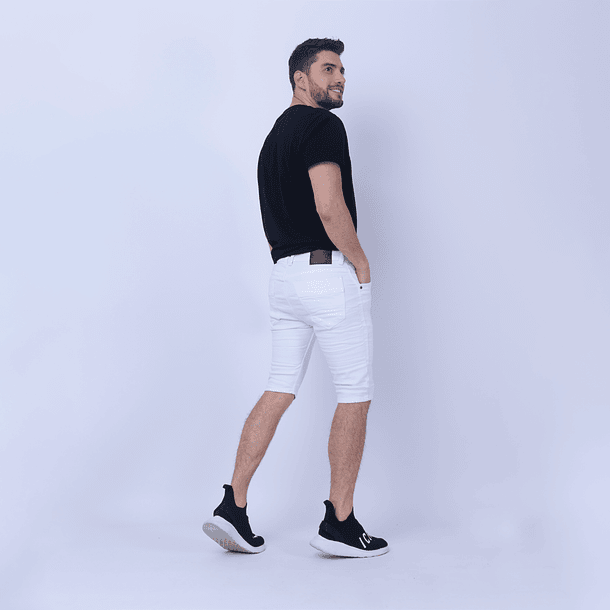 Jeans Bermuda Confort  Para Hombre Blanca 2