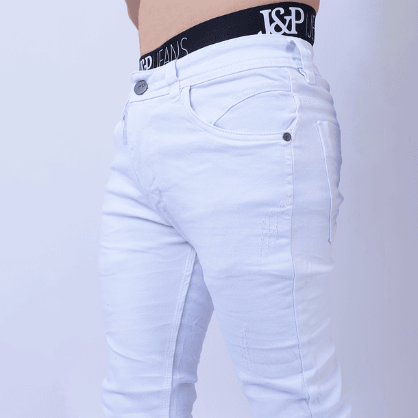 Jeans Hombre Confort Blanco 4
