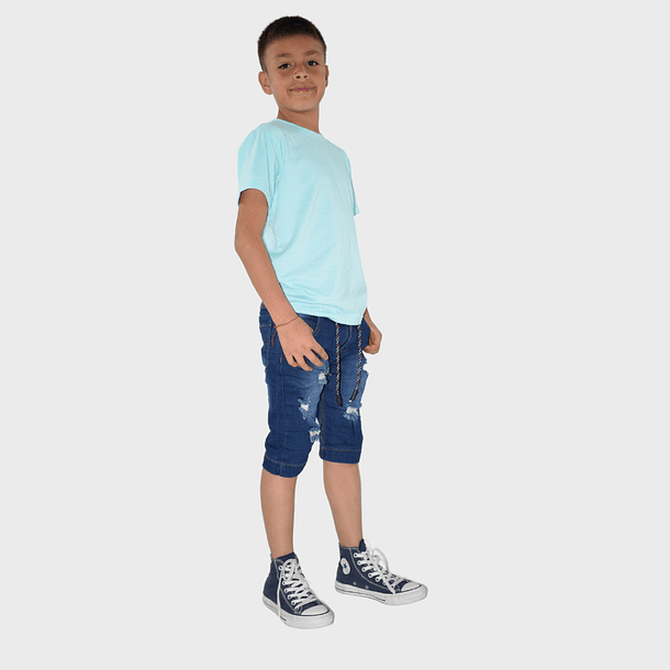 Jeans Bermuda Niño Jogger Mas Que Medio Roto 2