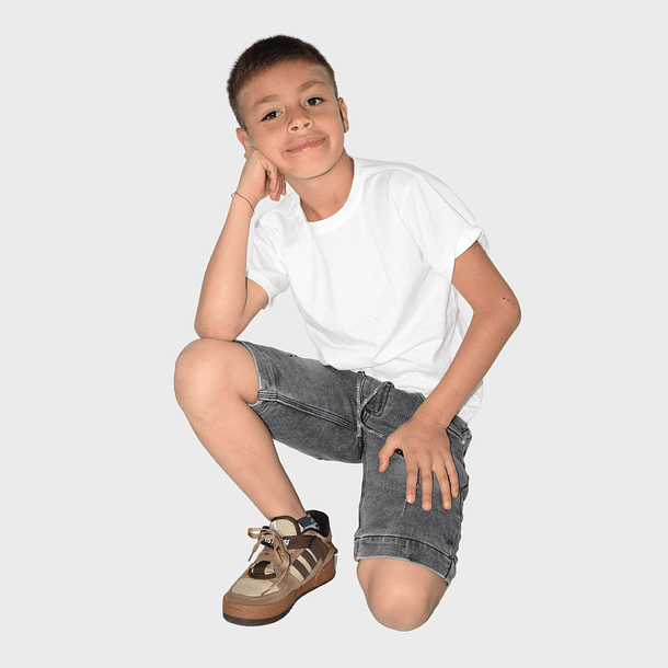 Jeans Bermuda Niño Jogger Gris 4