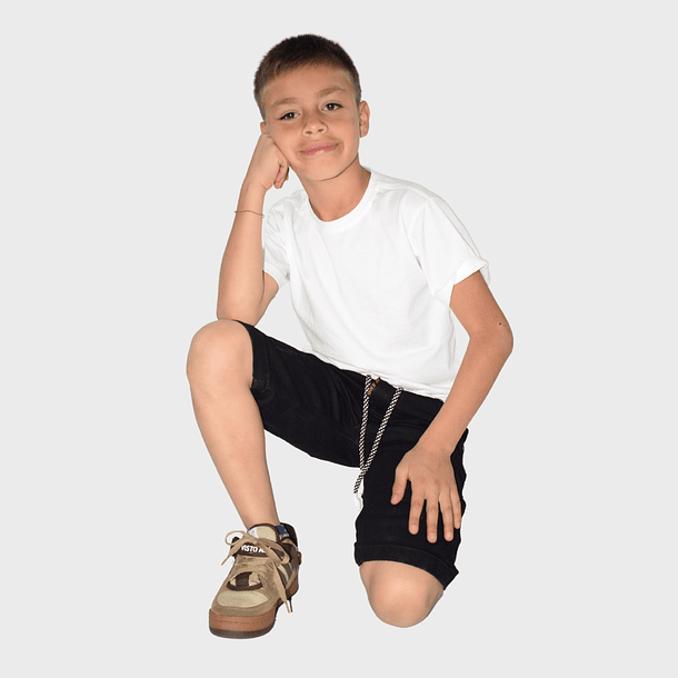 Jeans Bermuda Niño Jogger Negro 4