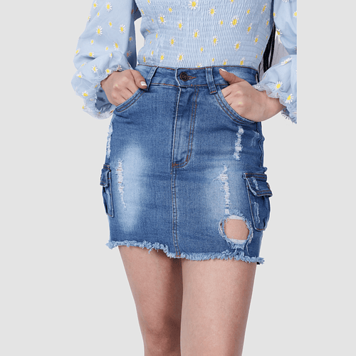 Falda Jean Para Mujer Azul Medio