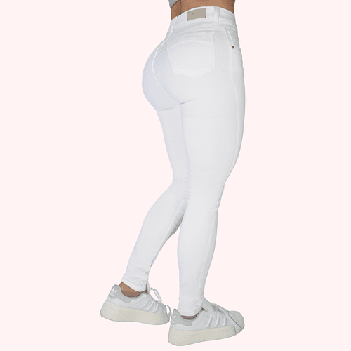 Jeans tiro alto blanco