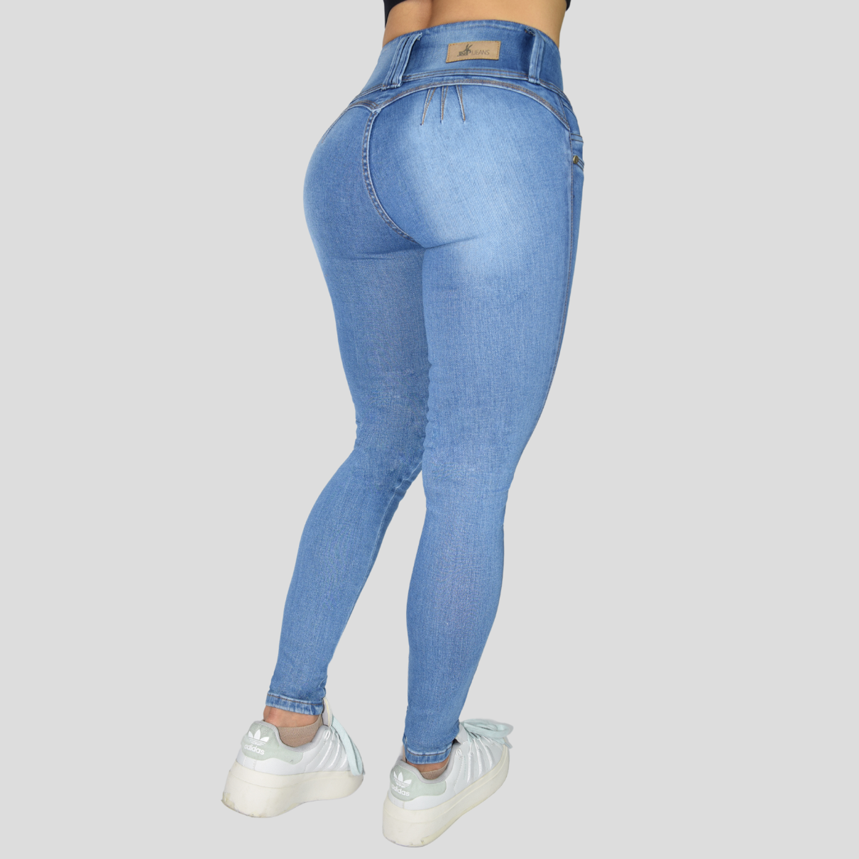 Jeans Skinny Pretina Ancha con Corte Berona para Mujer