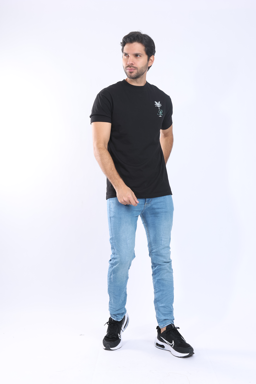 Jeans confort para hombre tono medio claro rasgado