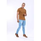 Jeans confort para hombre claro con rasguño y sandblast 2