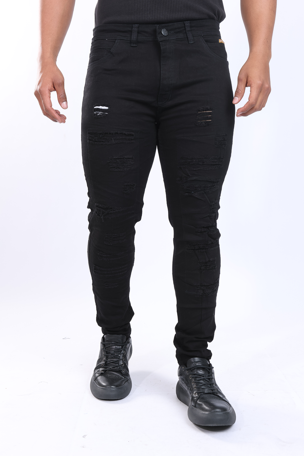 Jean confort para hombre tono negro con destroyer 4