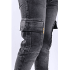 Jean tipo cargo Gris para hombre 5