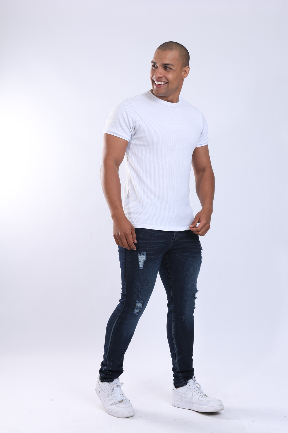 Jeans Confort Roto Para Hombre-Tono Pardo