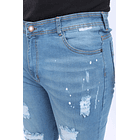 Men's Comfort Jean - Light Tone with Distresses and Spots 4