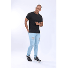 Jeans Confort Para Hombre- Tono Hielo Pintas 2