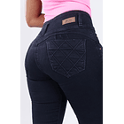 Jeans Pretina Ancha para Dama-Denim Azul Petróleo Oscuro 3