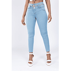 Women's Wide Waistband Jeans with Gold Details-Light 4