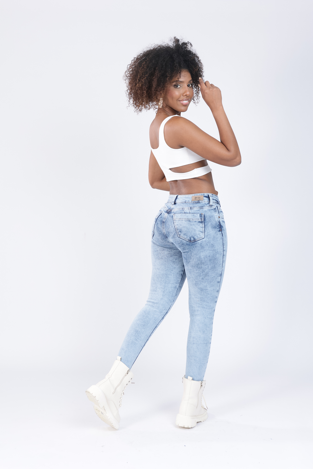 Jean Tiro Alto Para Dama- Denim Frosteado 3