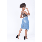 Women's Distressed Jean Skirt - Light Blue 4