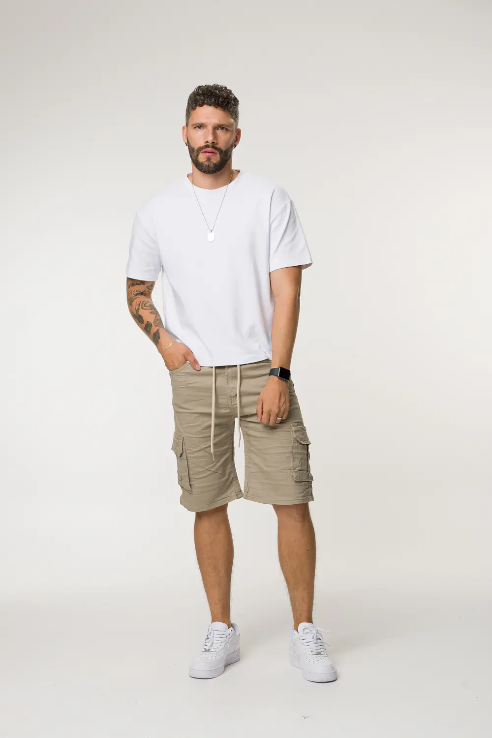 074 BERMUDA CARGO DRIL TONO BEIGE