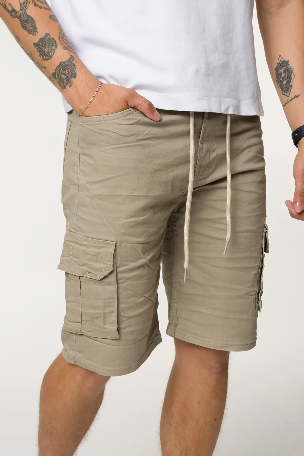 074 BERMUDA CARGO DRIL TONO BEIGE