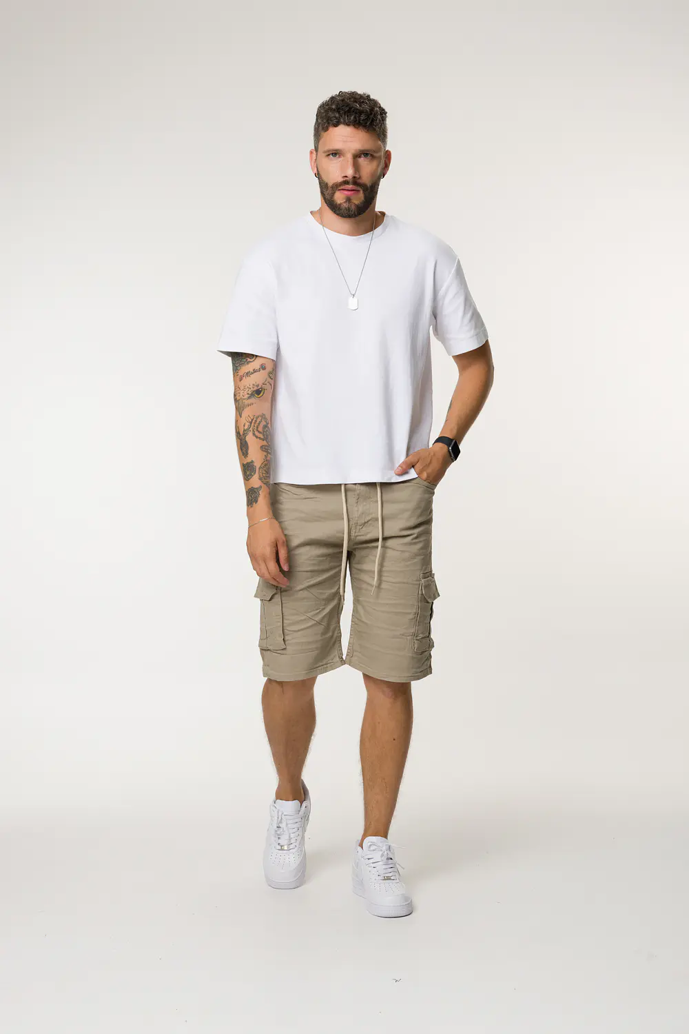 074 BERMUDA CARGO DRIL TONO BEIGE 3