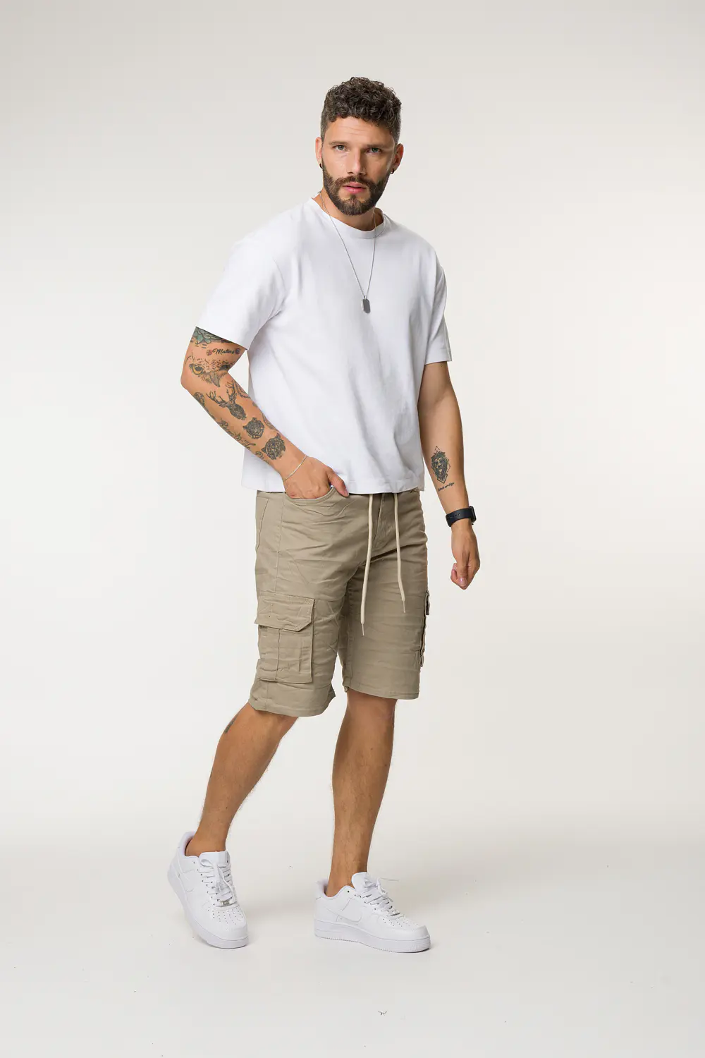 074 BERMUDA CARGO DRIL TONO BEIGE 5