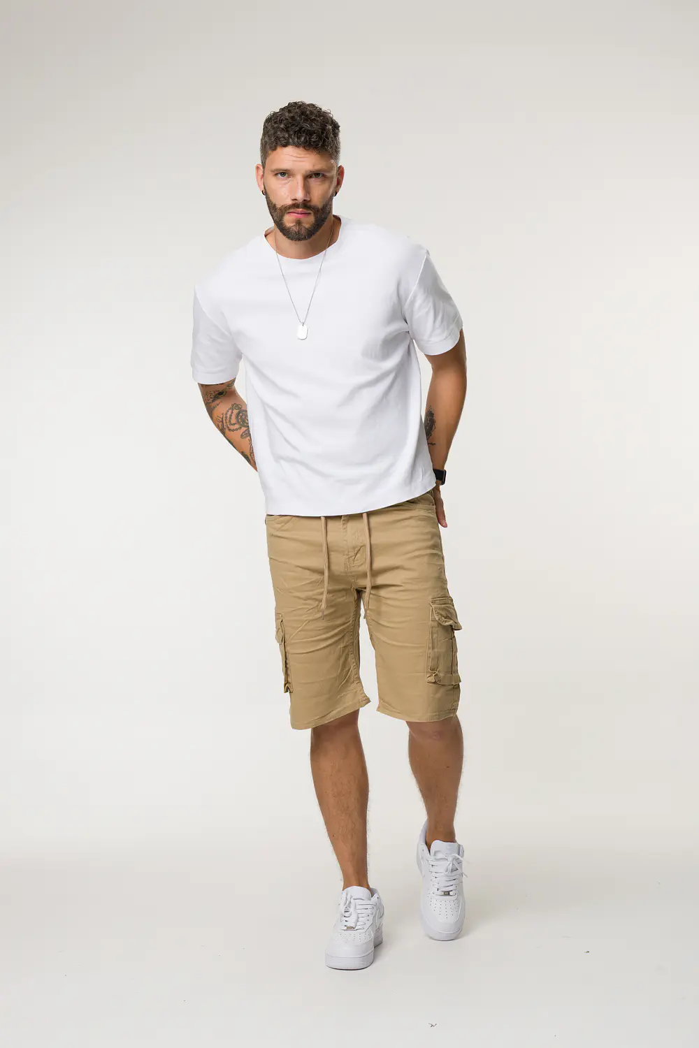 073 BERMUDA CARGO DRIL TONO CAQUI