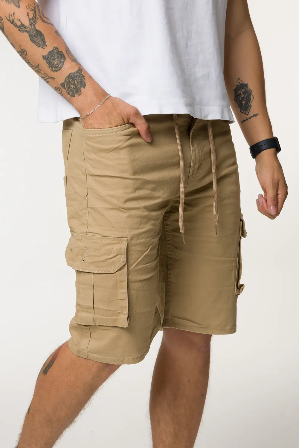 073 BERMUDA CARGO DRIL TONO CAQUI