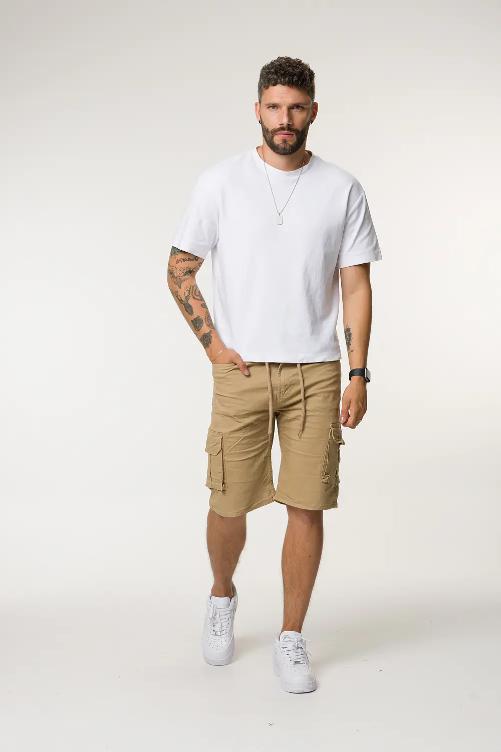 073 BERMUDA CARGO DRIL TONO CAQUI 3
