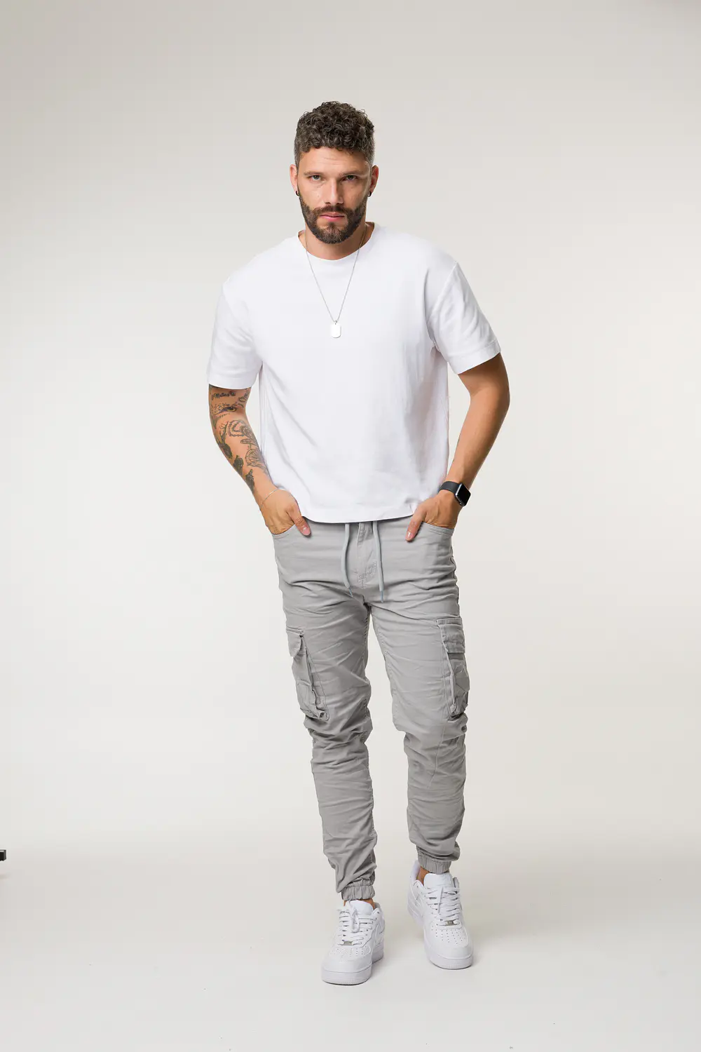 CARGO DRIL TONO GRIS CLARO 1