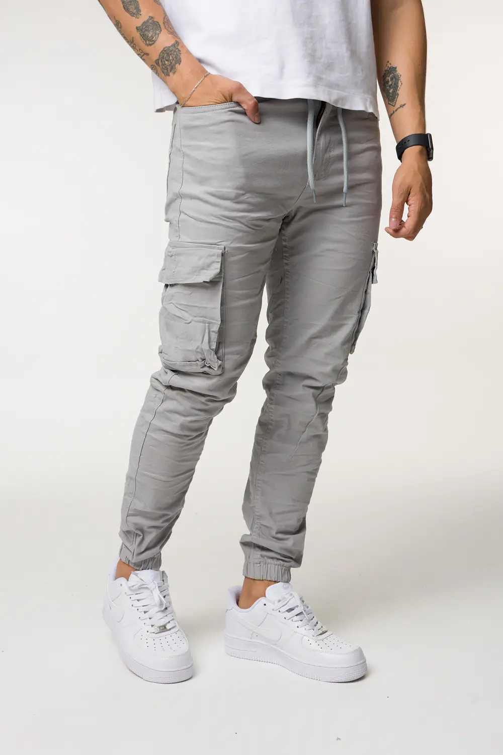 CARGO DRIL TONO GRIS CLARO 2