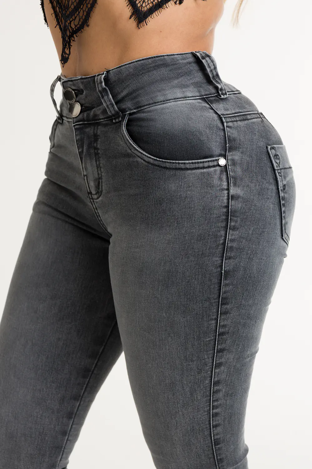 Jean Para Dama Bota Campana - Denim Gris 2