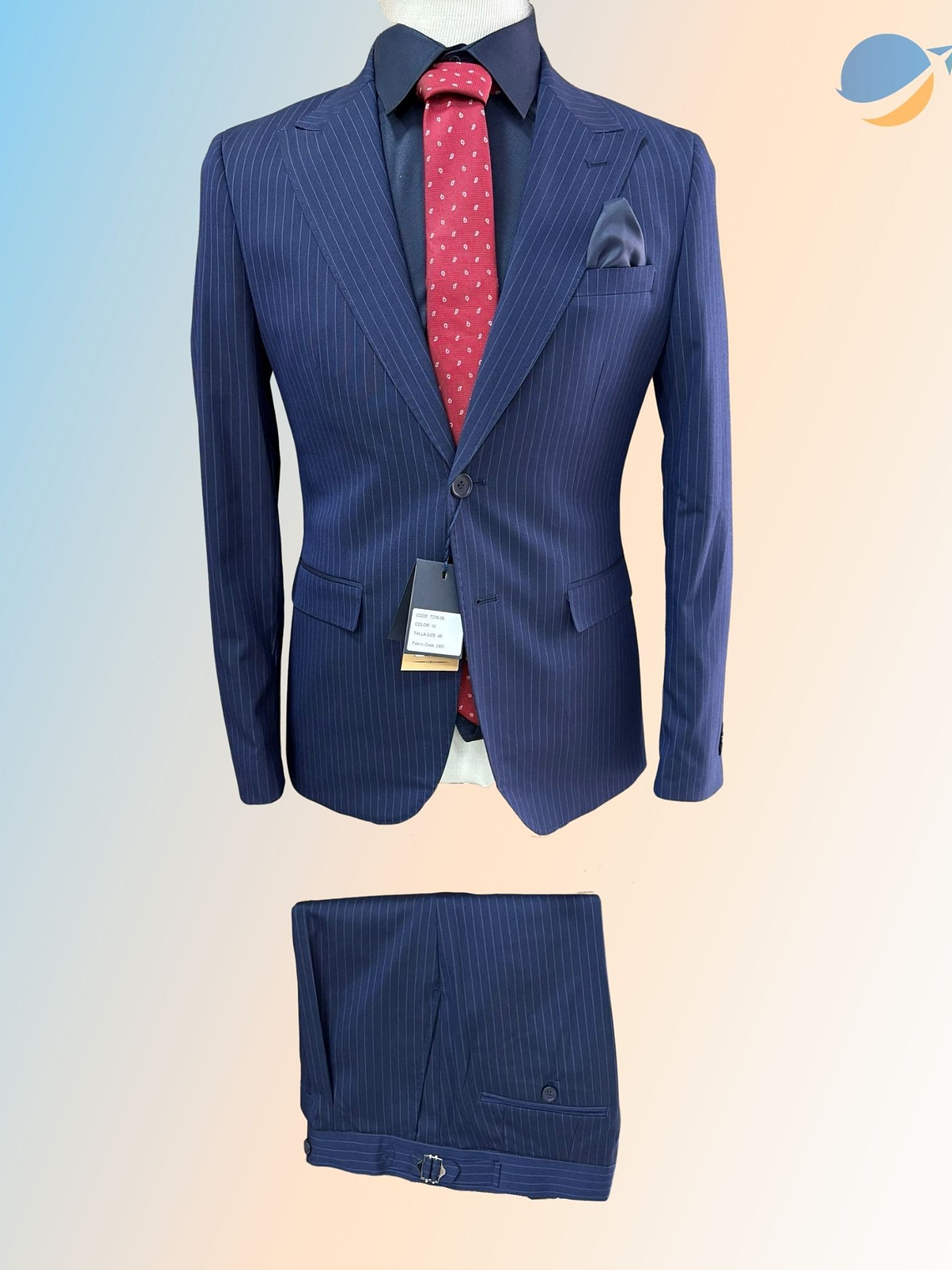 Conjunto Terno Masculino Slim Premium Risca de Giz - Azul Marinho 1