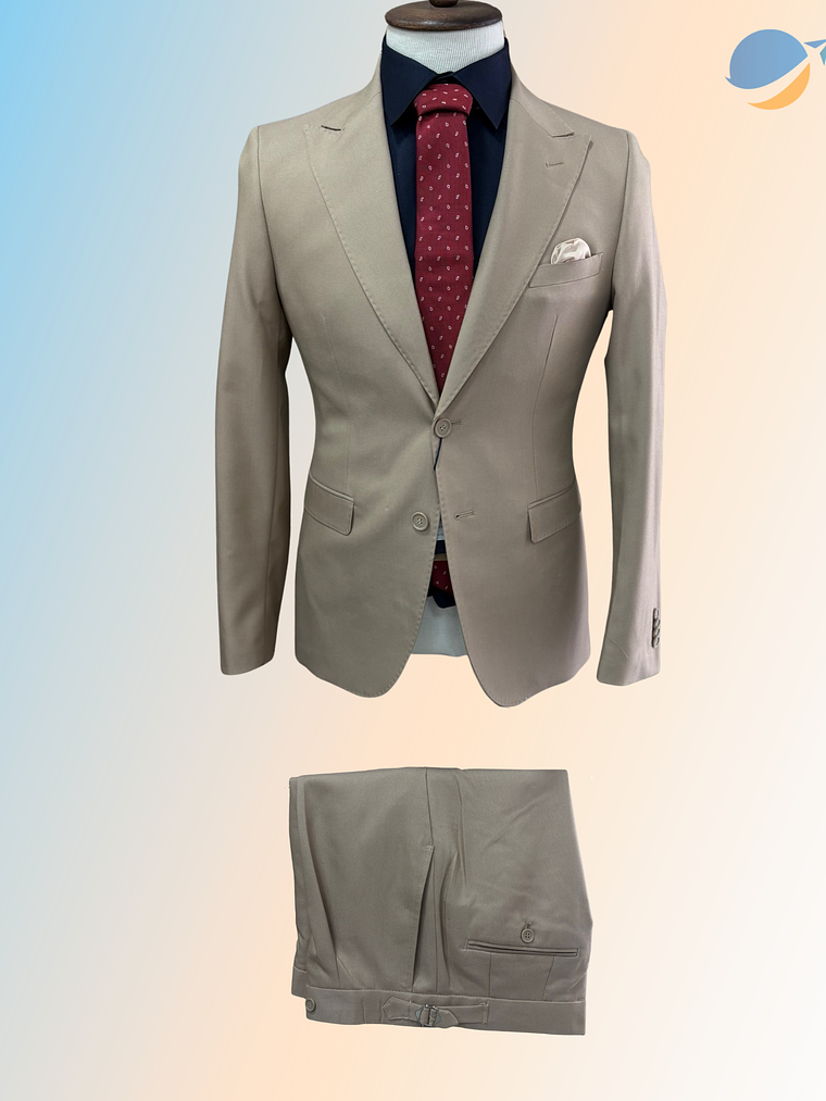 Conjunto Terno Masculino Slim Fit Lapela em Bico - Areia 2