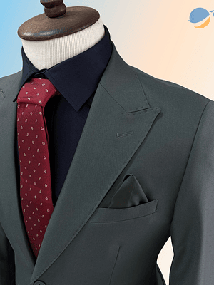 Terno/Paletó Masculino Slim Fit Lapela em Bico - Cinza Chumbo