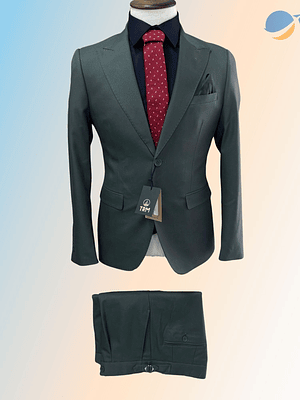 Terno/Paletó Masculino Slim Fit Lapela em Bico - Cinza Chumbo