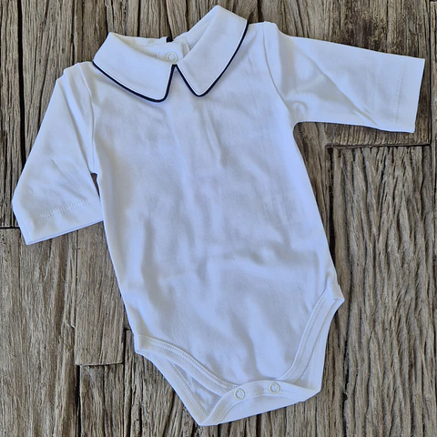 Body con Cuello Ribete Azul Marino