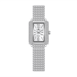 Reloj en acero con efecto diamante rectangular