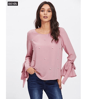 Blusa de moda con perlas y boleros