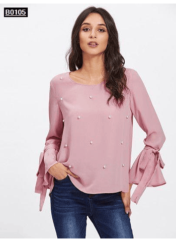 Blusa de moda con perlas y boleros