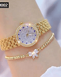 Reloj con efecto diamante en acero