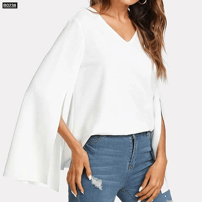 Blusa de moda manga acampanada con abertura