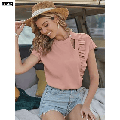 Blusa de moda con arandela vertical y corte