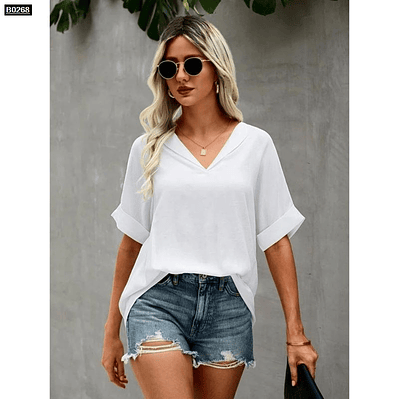 Blusa de moda con escote alto solapa