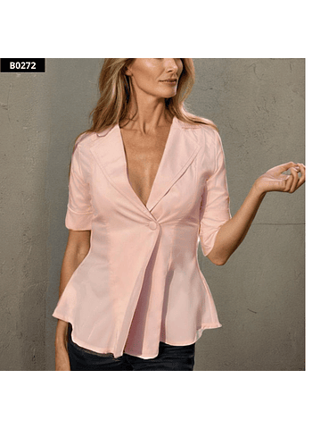 Blusa de moda cruzada con escote tipo solapa