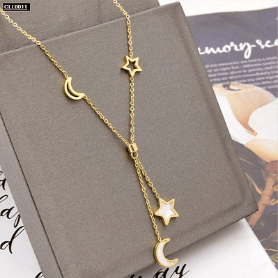 Collar en Acero Lunas y Estrellas	