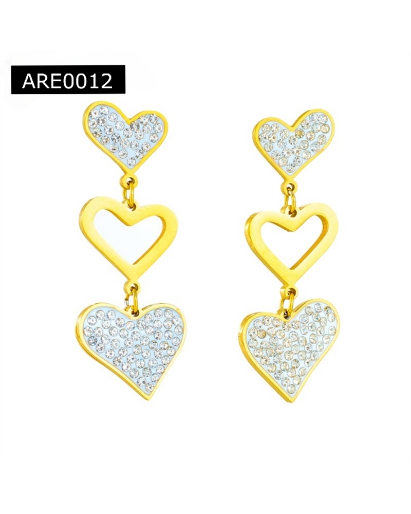 Aretes En Acero Diseño Tres Corazones