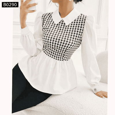 Blusa De Moda con Cuello Camisero