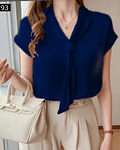 Blusa Elegante con Cuello y Listón 