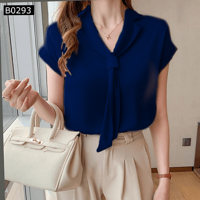 Blusa Elegante con Cuello y Listón 