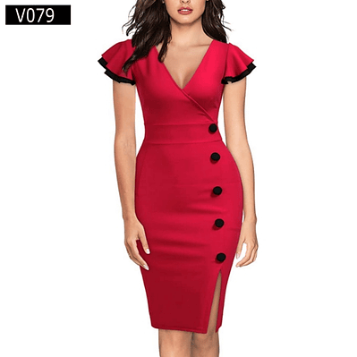 Vestido de Moda Con Boleros y Botones